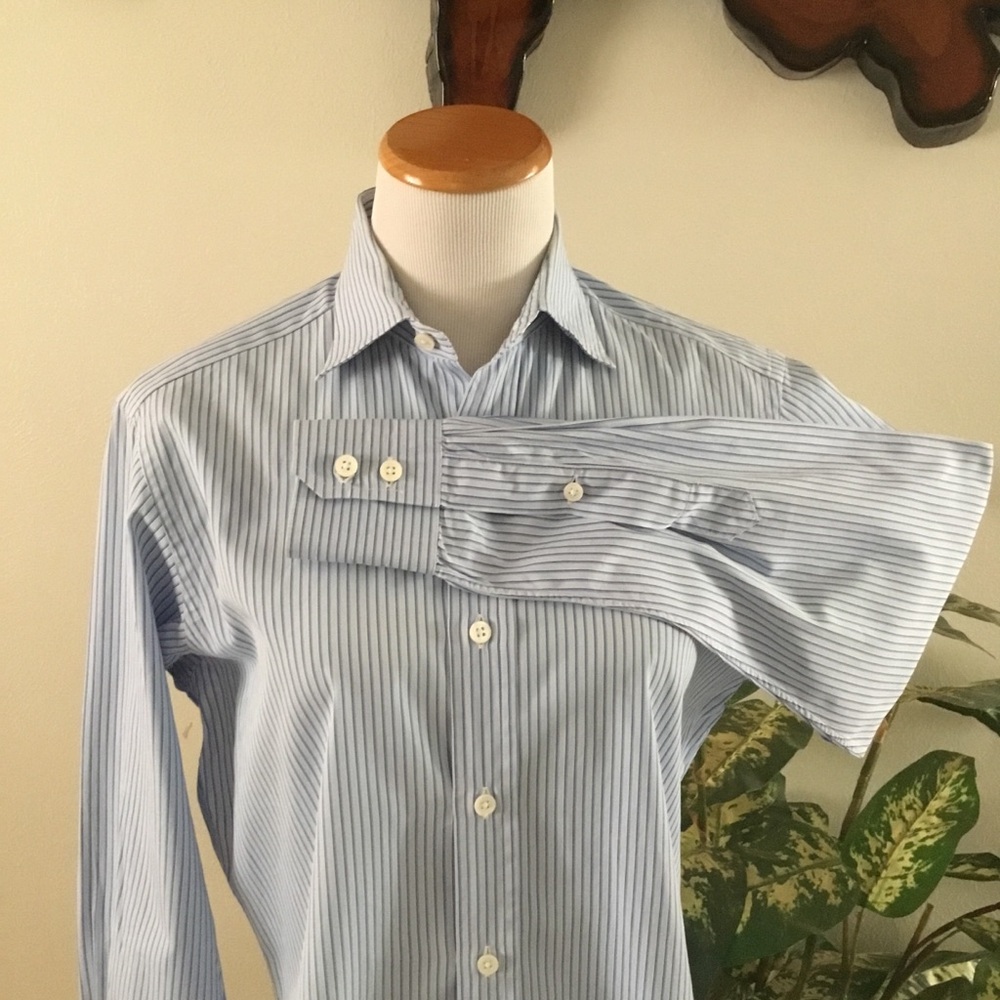 SEIZE OUR VINGT MENS PIN-STRIPPED BUTTON DOWN SHIRT/ SIZE 15/33